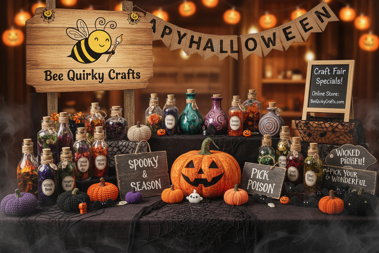 Use our logo or sign, and spooky products we currently have